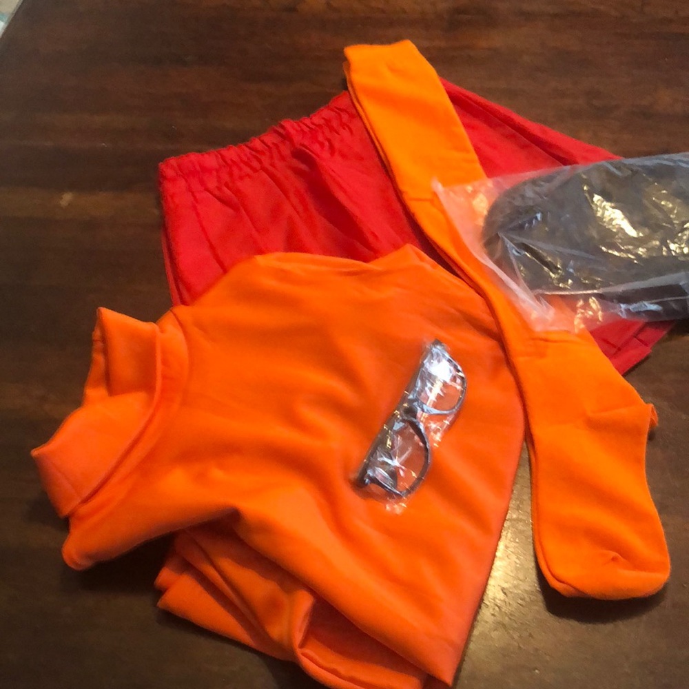 Velma Costume - Scooby-Doo Adult Size Small with wig /glasses/socks - Picture 3 of 14